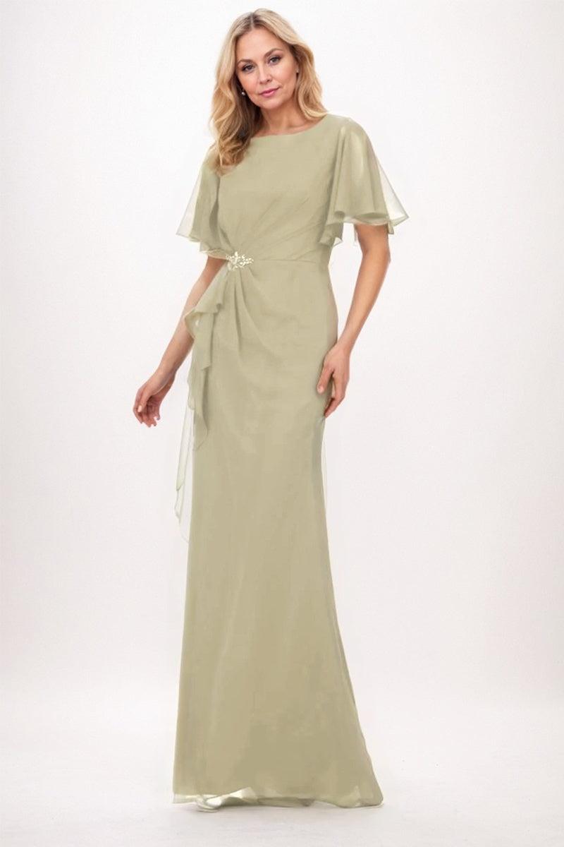 Sheath-Column Maxi Chiffon Mother Dress CM0250 - Champagne - COCOMELODY